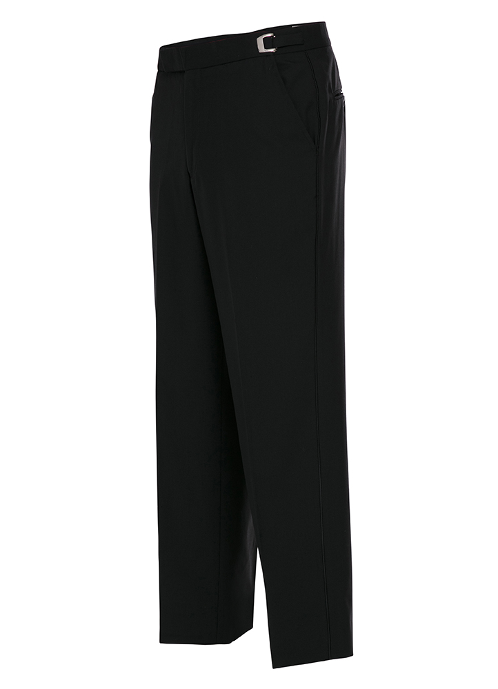 PC00 - Black Classic Fit Tuxedo Pants - Front