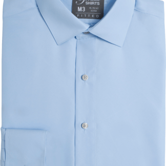 SNBLF - Blue Fitted Non Pleated Spread Collar Tuxedo Shirt