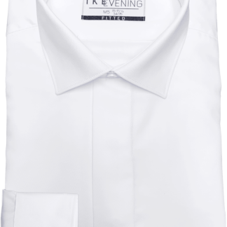 SNISG - Ike Behar White Fly Front Fitted Non Pleated Spread Collar Tuxedo Shirt