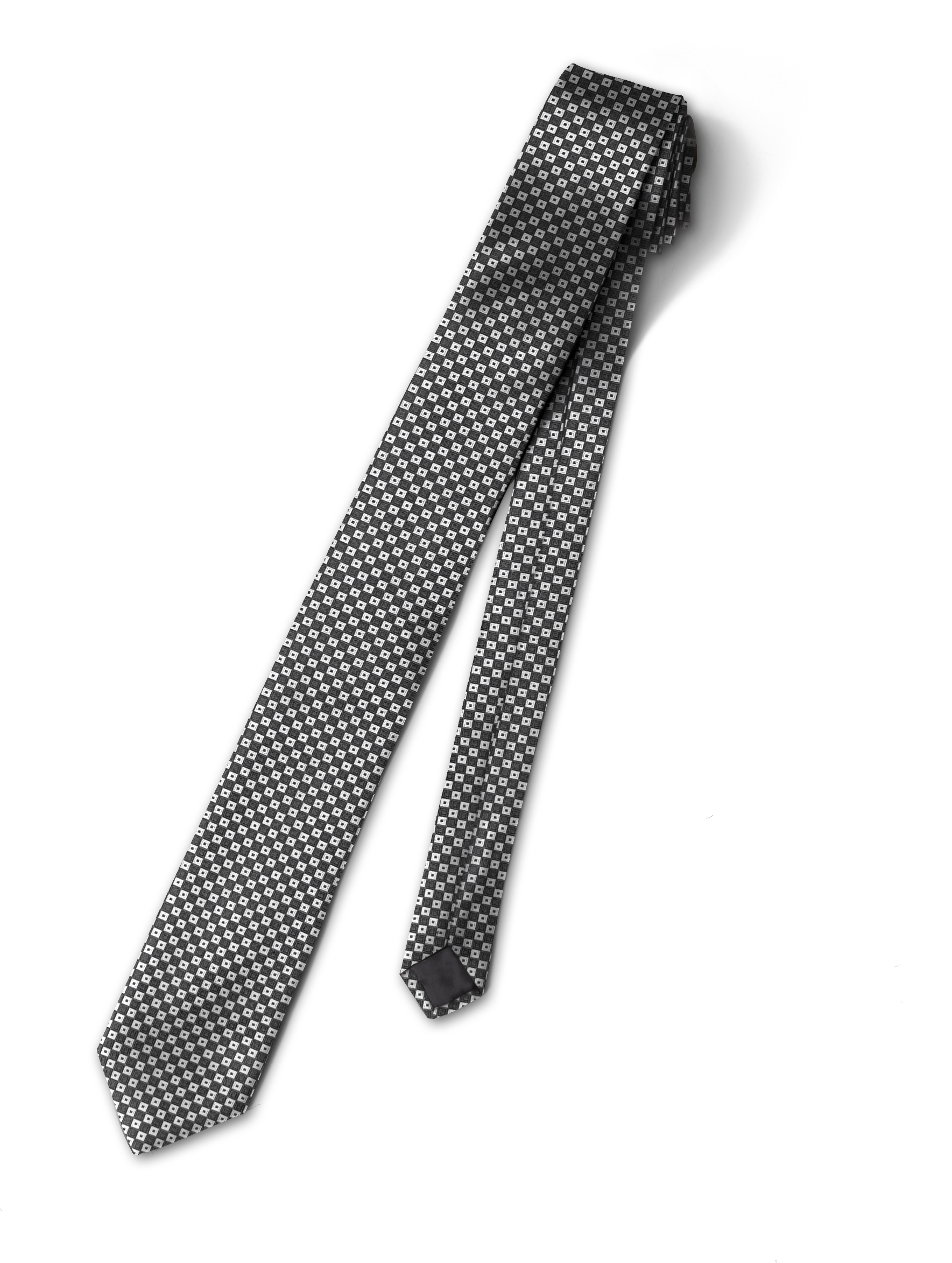 A Black and White Checkered Long Tie on a white background.